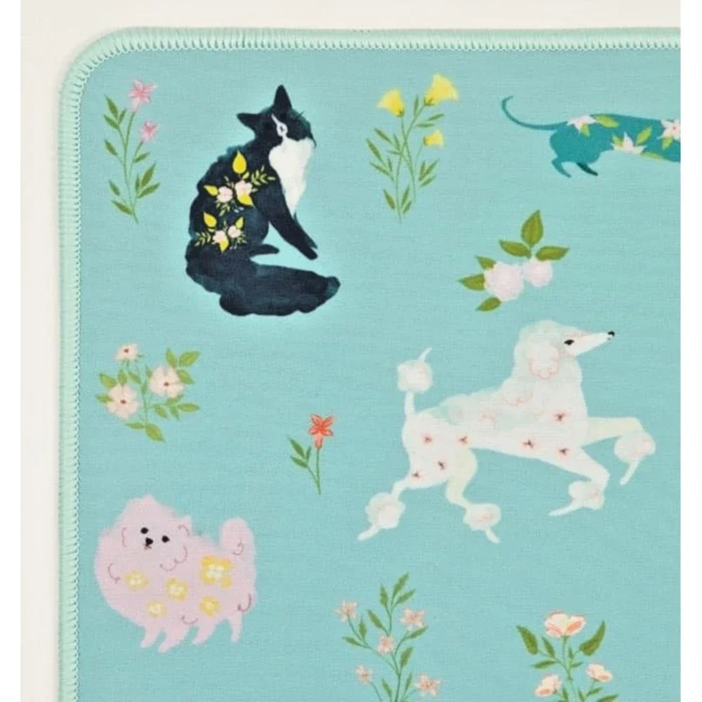 Cracker Barrel Floral Pet XL Desk Mat Non-slip Gaming Mouse Pad Blue Dog Cat NEW